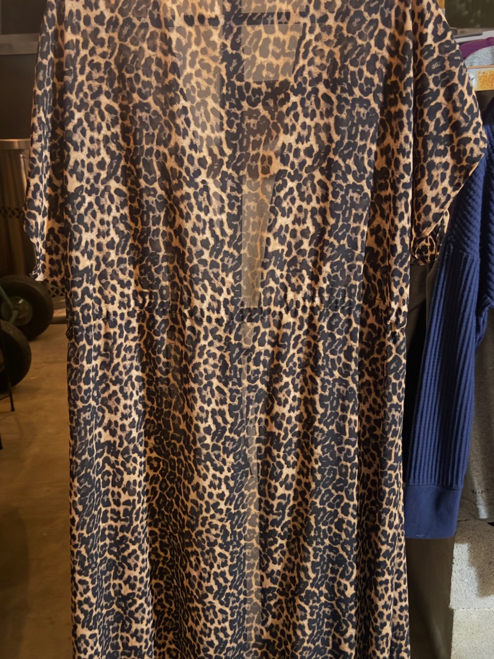 Leopard Print Tie-Waist Cardigan - Brown/Black - Picture 2 of 3